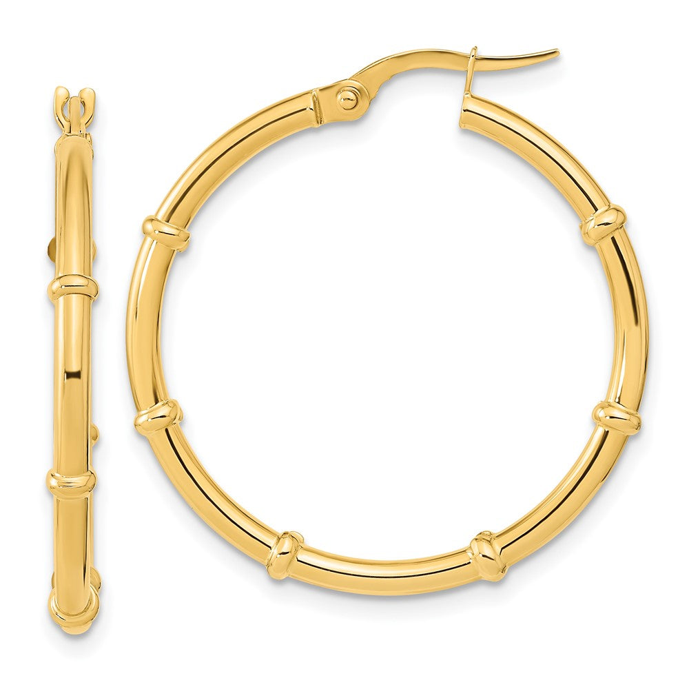 14k Yellow Gold 28.94 mm Polished and Fancy Hoop Earrings (2.18 grams)