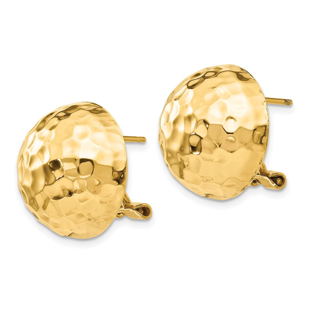 14k Yellow Gold 19 mm red Omega Back Post Earrings (5.69 grams)