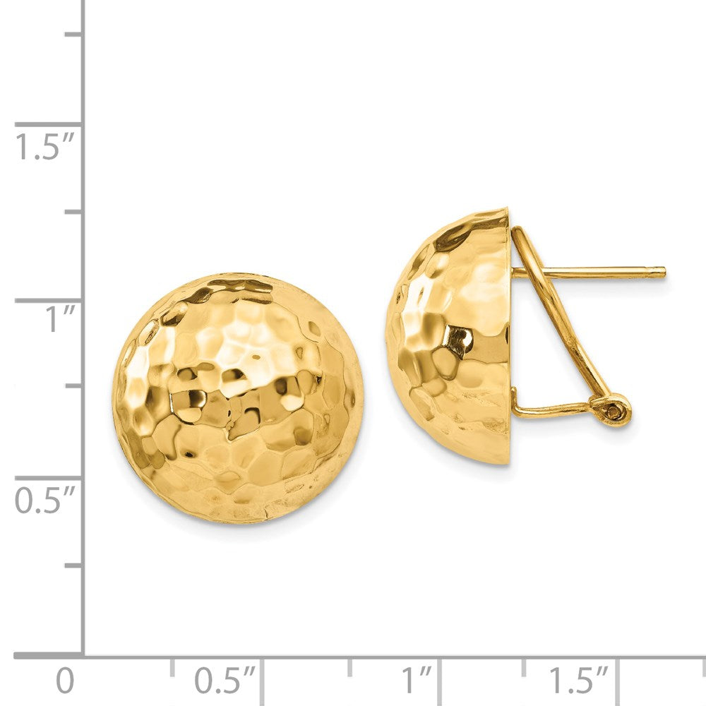 14k Yellow Gold 19 mm red Omega Back Post Earrings (5.69 grams)