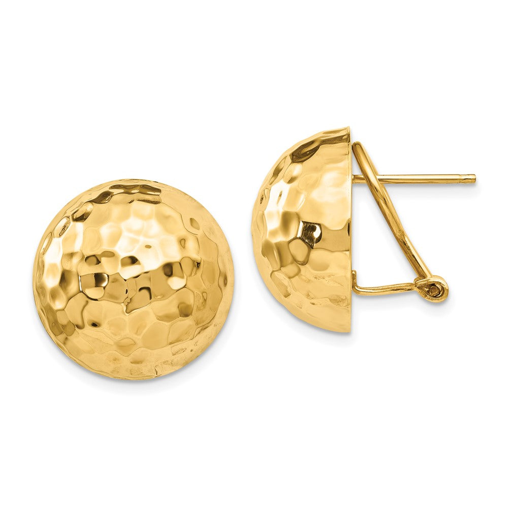 14k Yellow Gold 19 mm red Omega Back Post Earrings (5.69 grams)