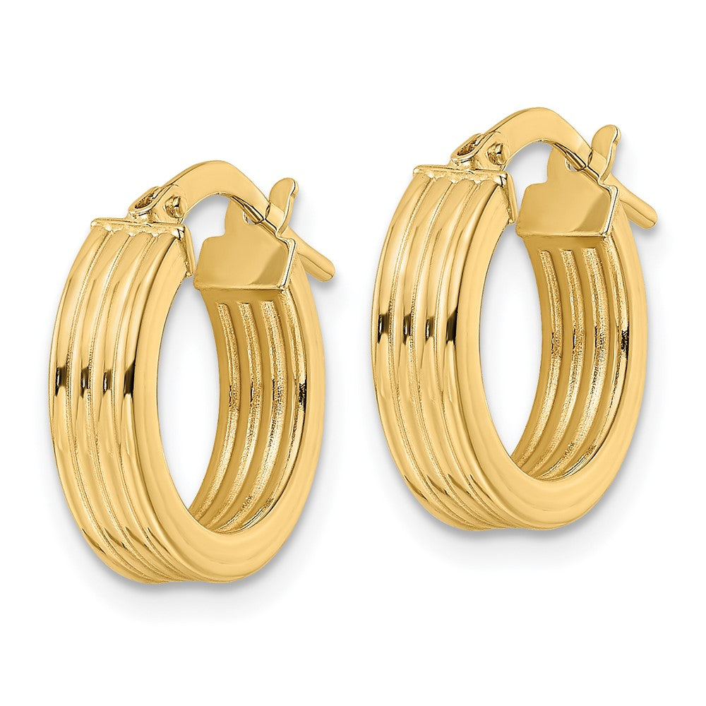 14k Yellow Gold 14.54 mm Polished Textured Hoop Earrings (1.38 grams)