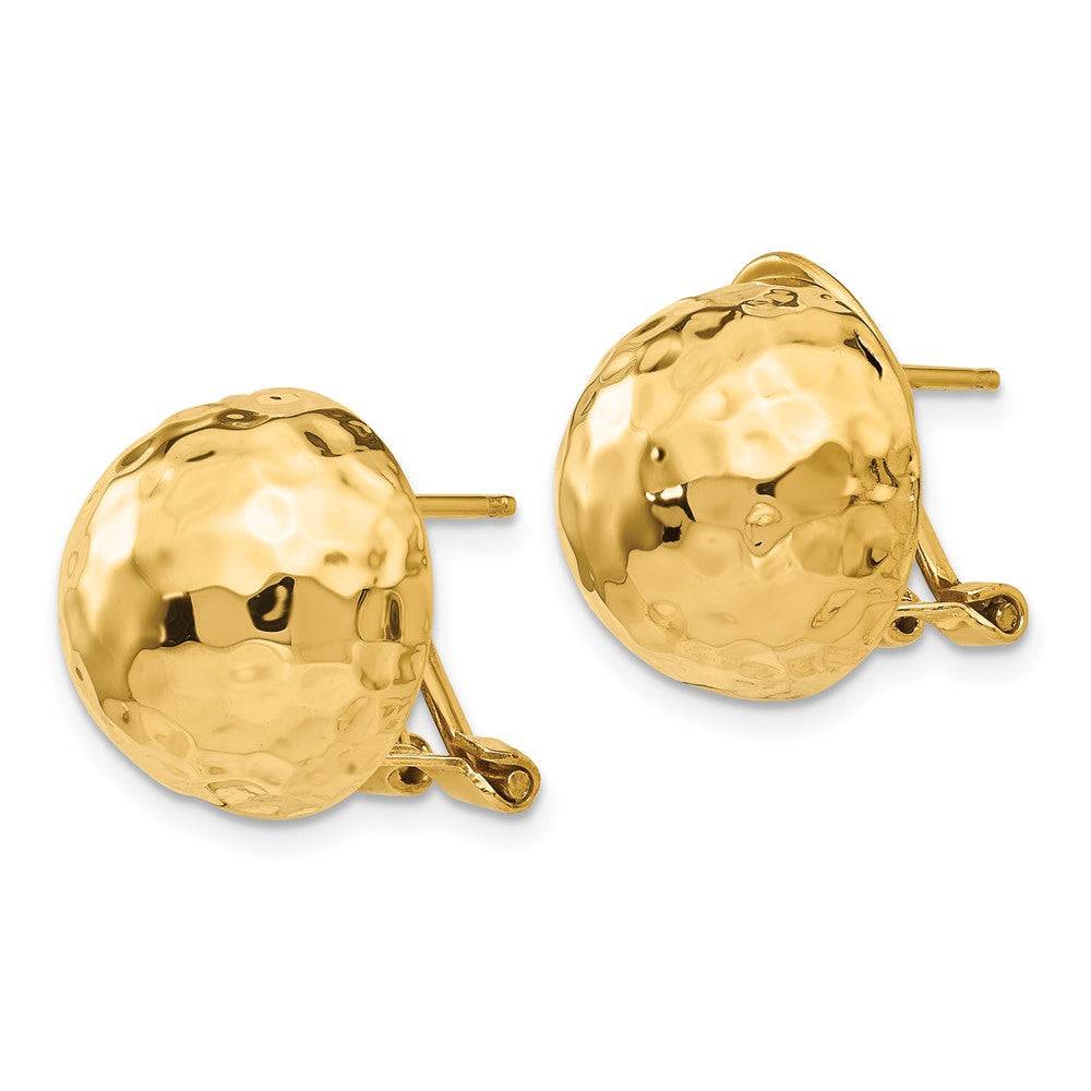 14k Yellow Gold 14 mm red Omega Back Post Earrings (4.47 grams)