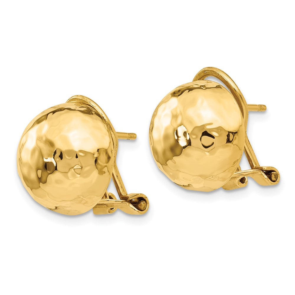 14k Yellow Gold 13 mm red Omega Back Post Earrings (3.71 grams)