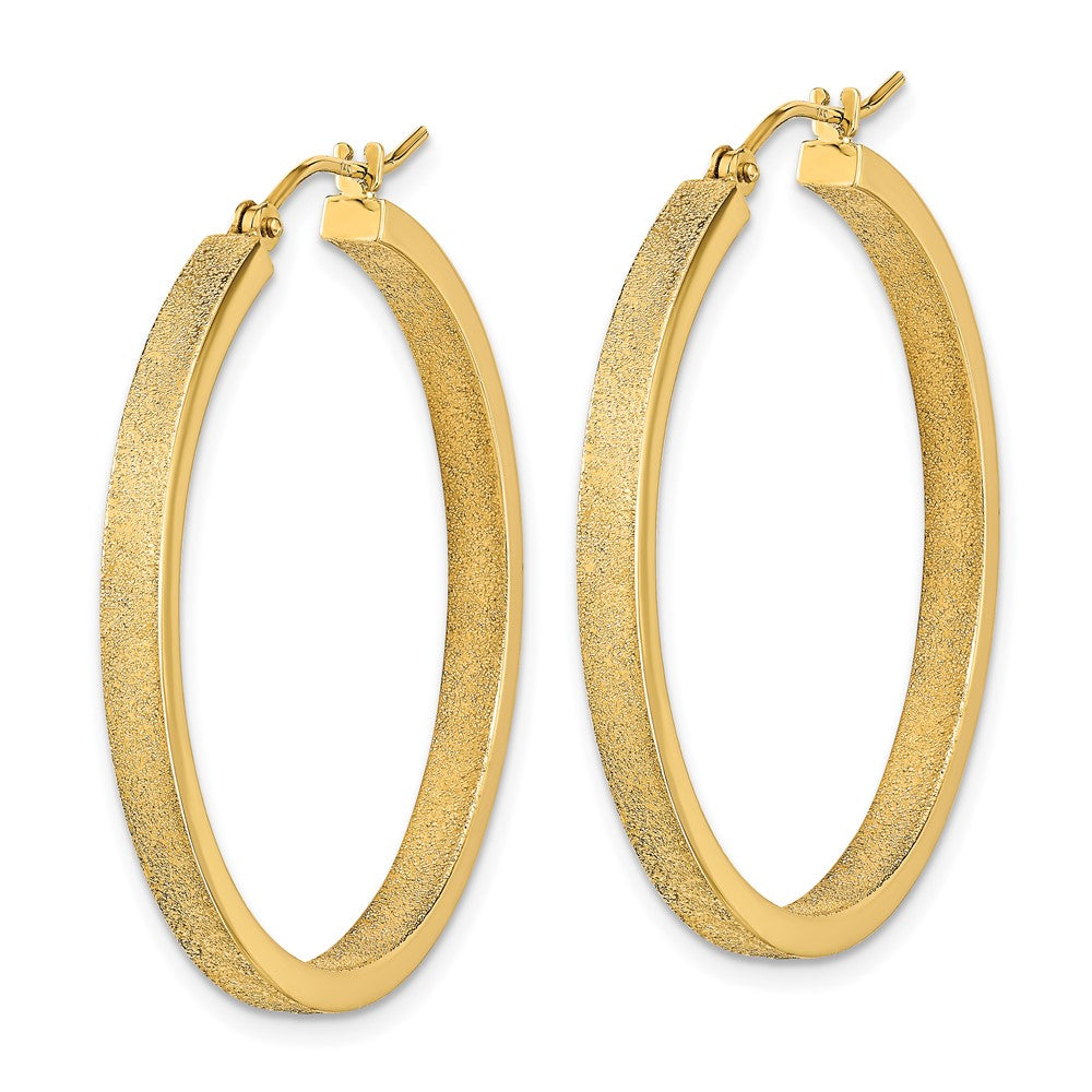 14k Yellow Gold 35.12 mm Polished and Brushed Hoop Earrings (3.6 grams)