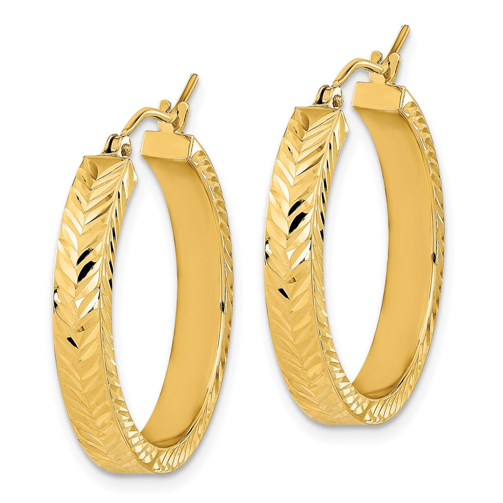 14k Yellow Gold 25.29 mm Polished Diamond-cut Hoop Earrings (2.31 grams)