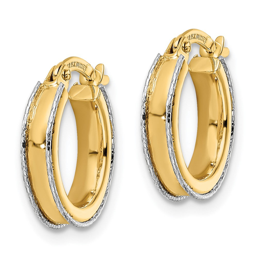 14k Two-tone 14.34 mm Round Hoop Earrings (1.39 grams)