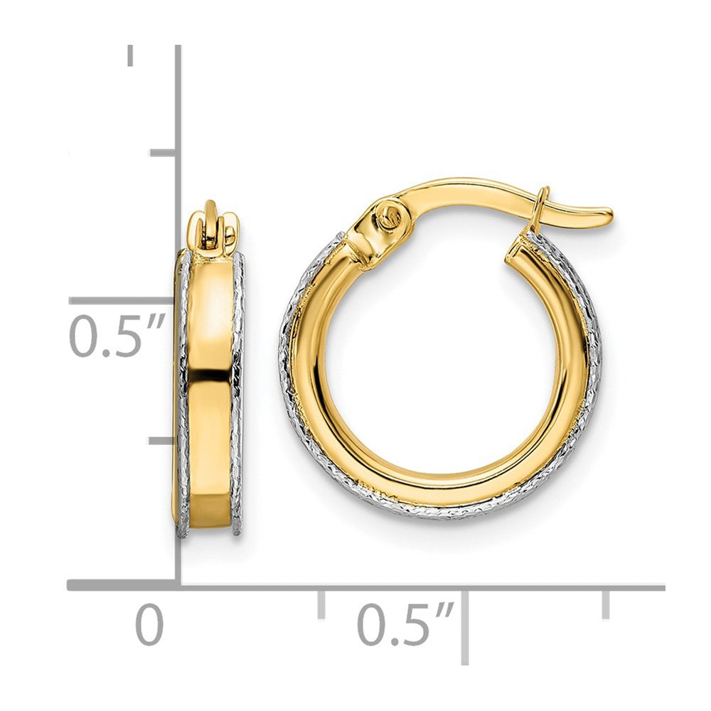 14k Two-tone 14.34 mm Round Hoop Earrings (1.39 grams)