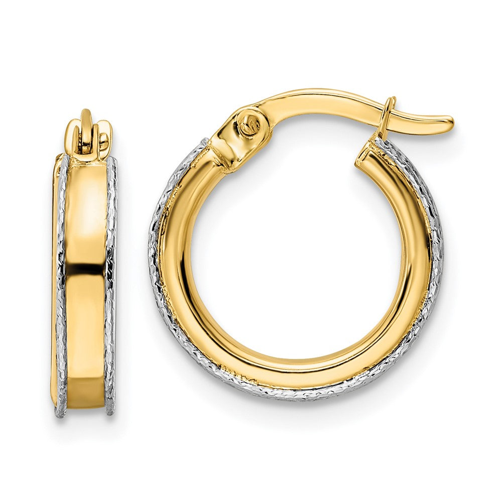 14k Two-tone 14.34 mm Round Hoop Earrings (1.39 grams)