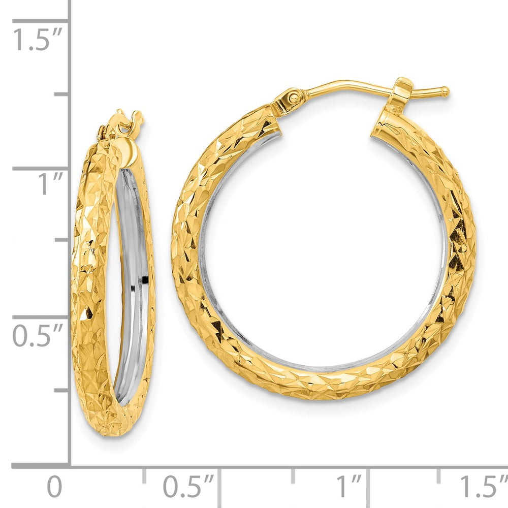 14k Yellow & Rhodium 24.77 mm Circle Hoop Earrings (2.25 grams)