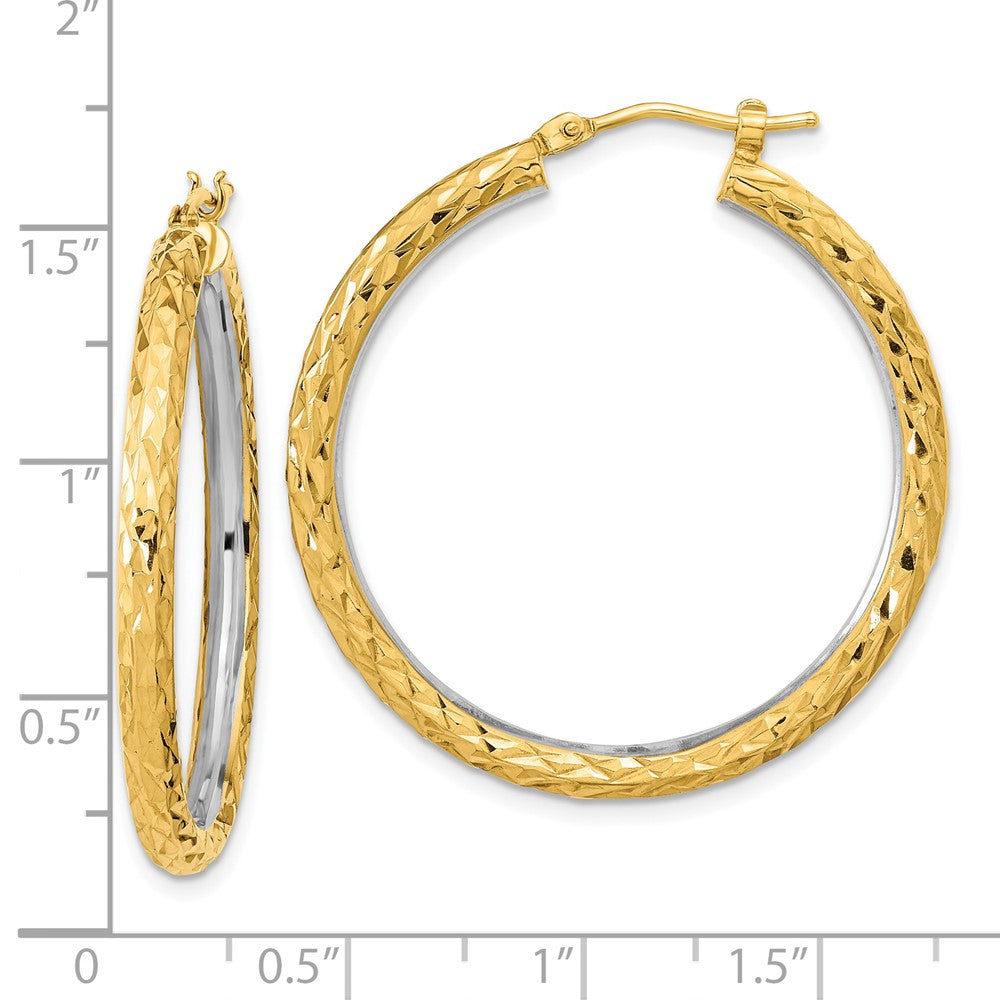 14k Yellow & Rhodium 34.18 mm Circle Hoop Earrings (2.89 grams)