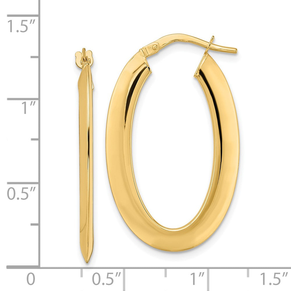 14k Yellow Gold 20.5 mm Polished Oval Hoop Earrings (2.06 grams)