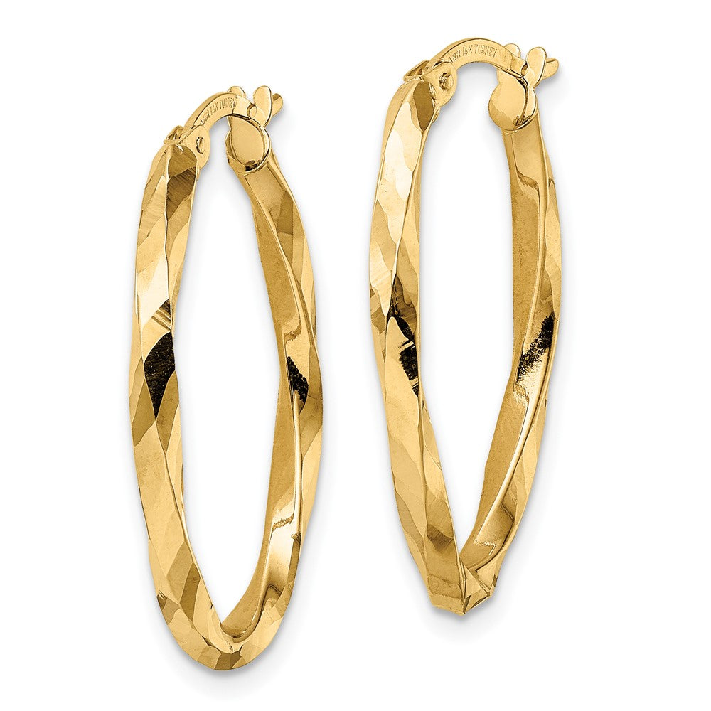 14k Yellow Gold 20.2 mm Oval Hoop Earrings (2.14 grams)