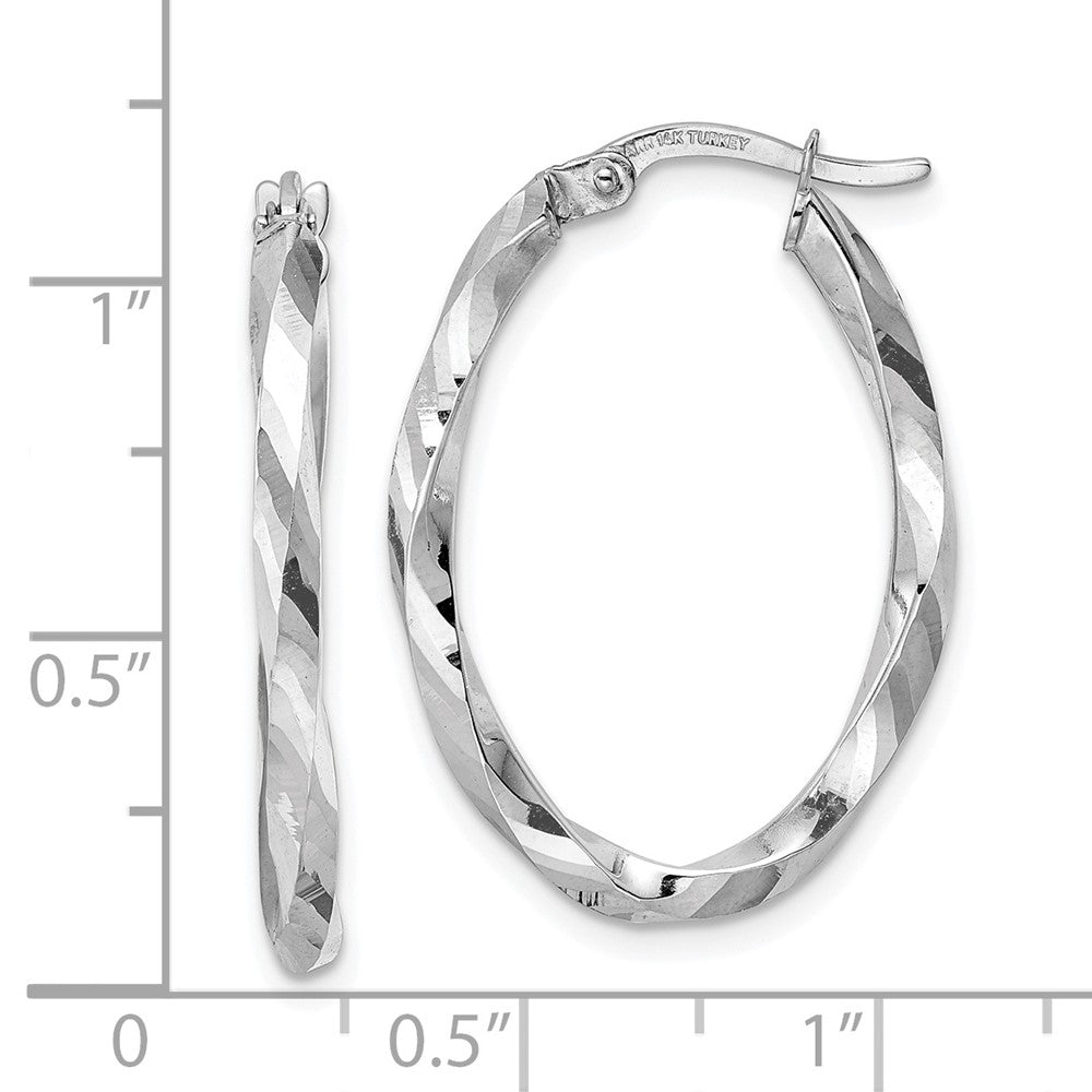 14k White Gold 20.2 mm Oval Hoop Earrings (2.12 grams)