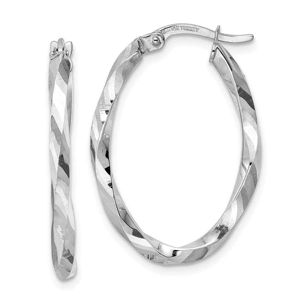 14k White Gold 20.2 mm Oval Hoop Earrings (2.12 grams)