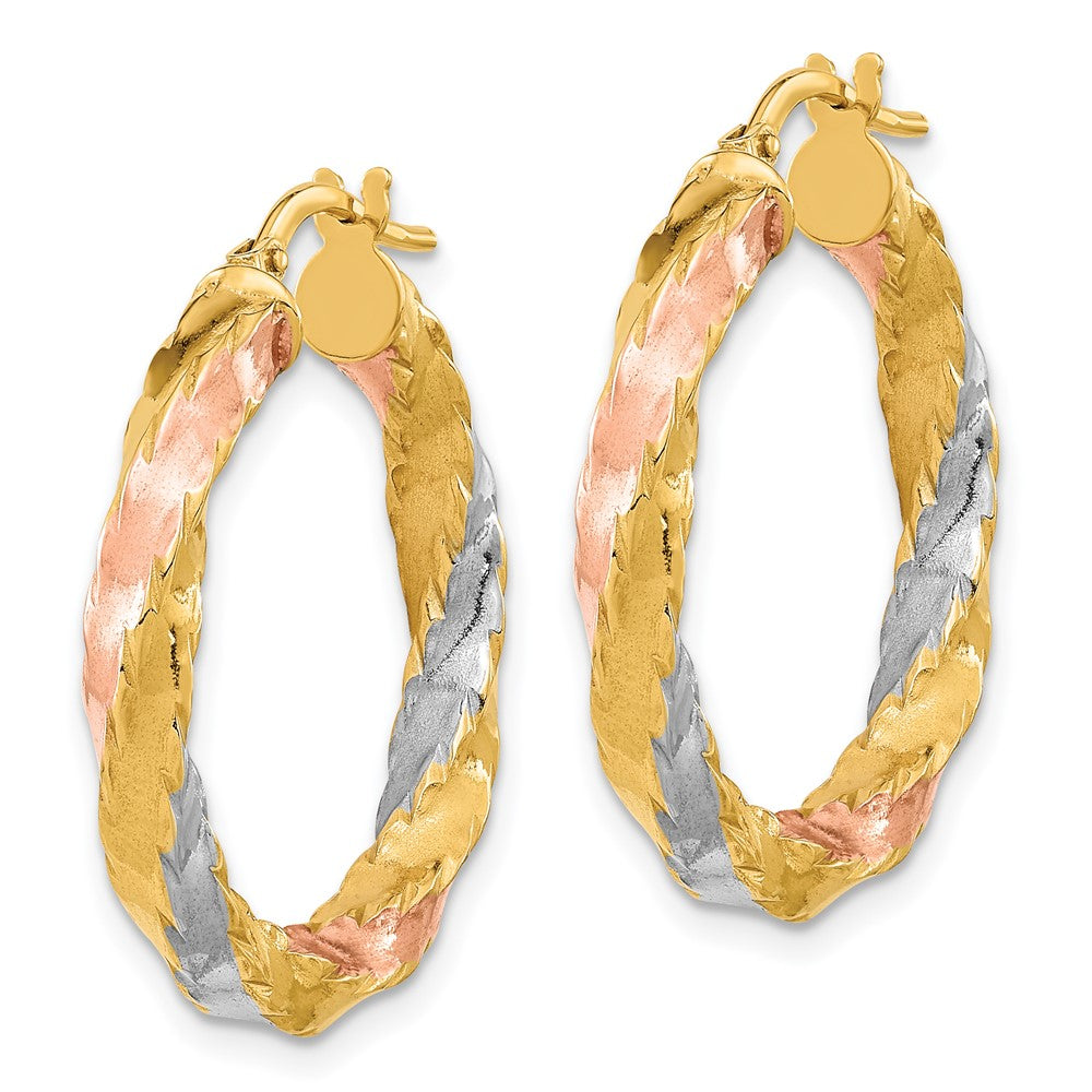 14k Yellow & Rhodium 26.75 mm  Polished Twisted Hoop Earrings (2.79 grams)