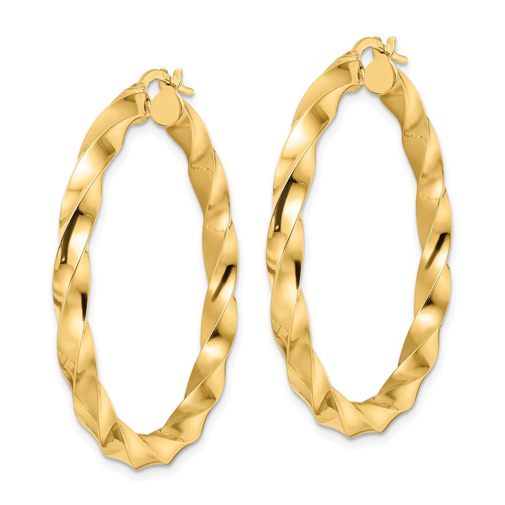 14k Yellow Gold 42.3 mm Polished Twisted Hoop Earrings (4.59 grams)