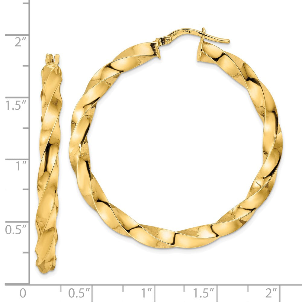 14k Yellow Gold 42.3 mm Polished Twisted Hoop Earrings (4.59 grams)