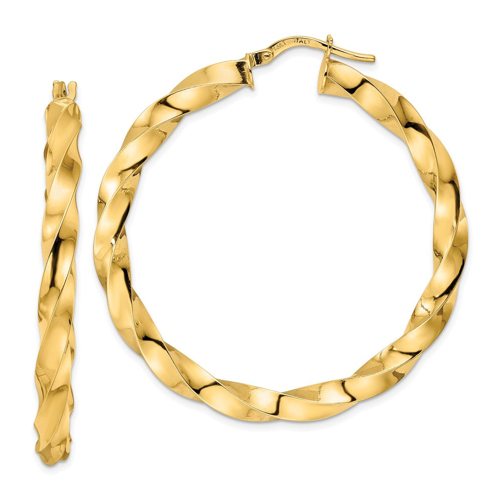 14k Yellow Gold 42.3 mm Polished Twisted Hoop Earrings (4.59 grams)