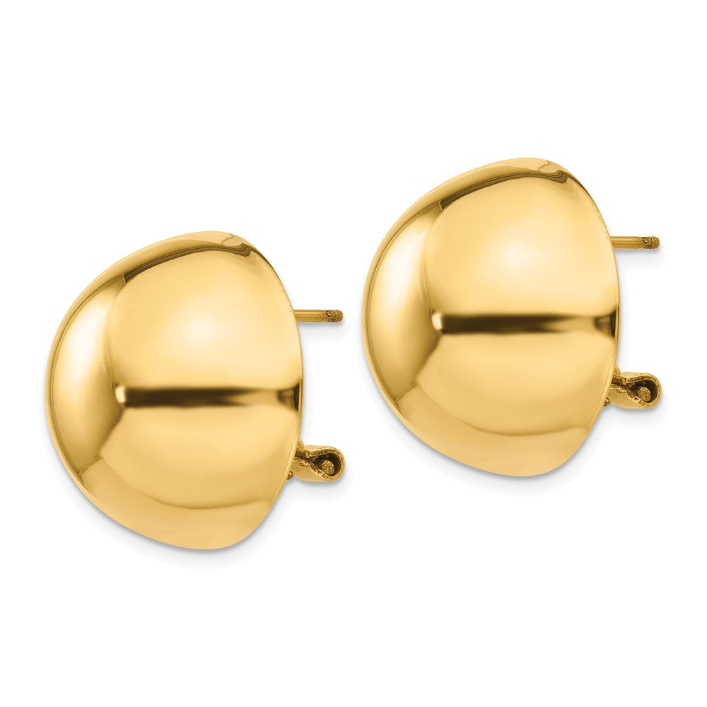 14k Yellow Gold 20 mm Polished Half Ball Omega Back Post Earrings (7.55 grams)