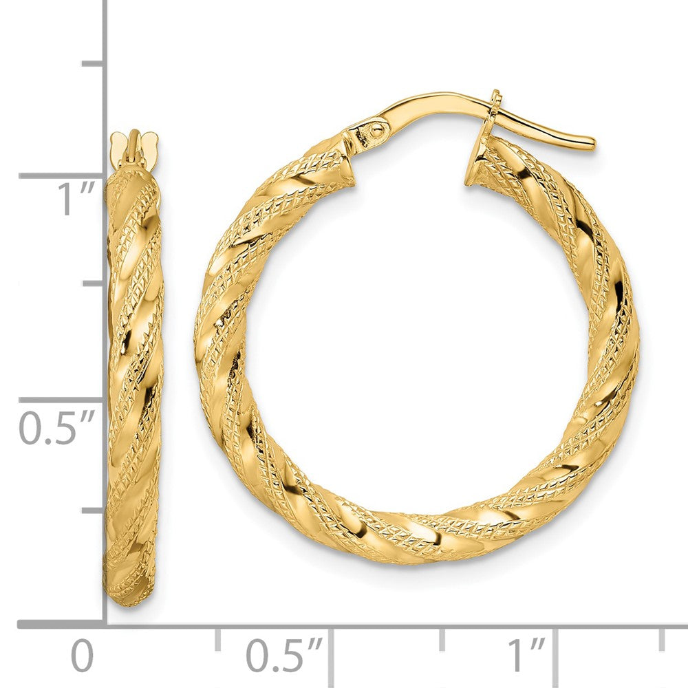 14k Yellow Gold 25 mm Polished Twisted Hoop Earrings (2.08 grams)