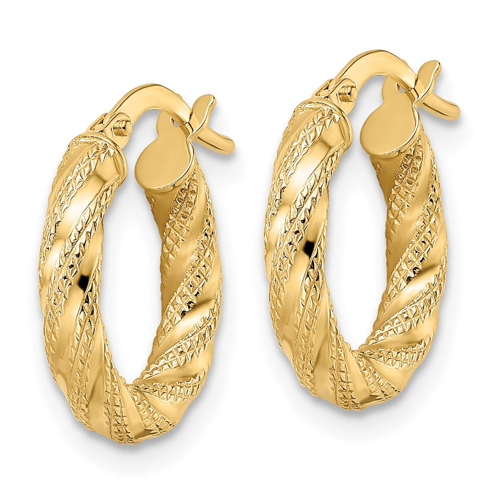 14k Yellow Gold 15.5 mm Polished Twisted Hoop Earrings (1.31 grams)