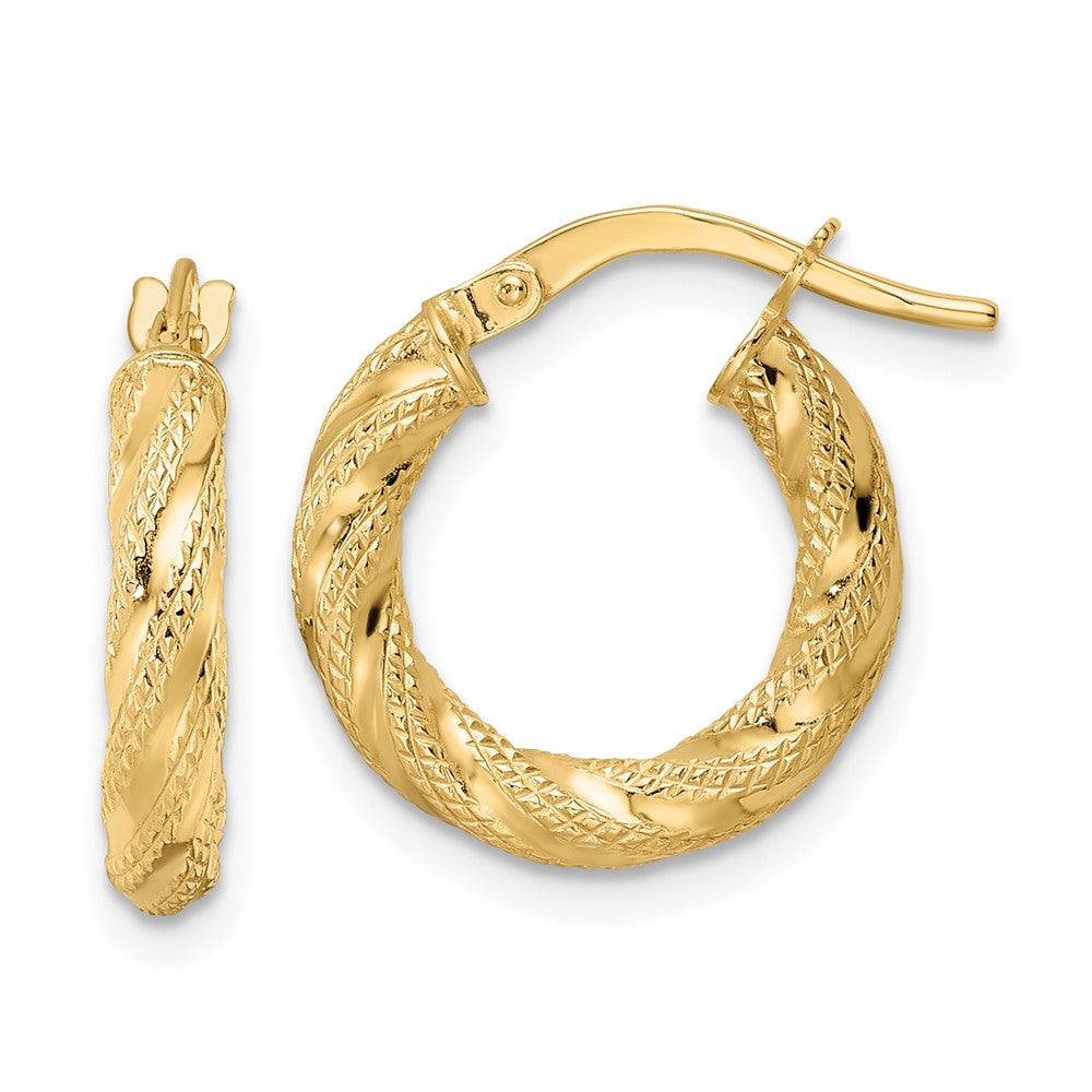 14k Yellow Gold 15.5 mm Polished Twisted Hoop Earrings (1.31 grams)