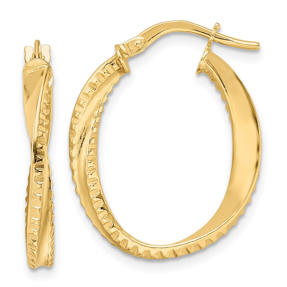 14k Yellow Gold 19 mm Polished Twisted Oval Hoop Earrings (1.2 grams)