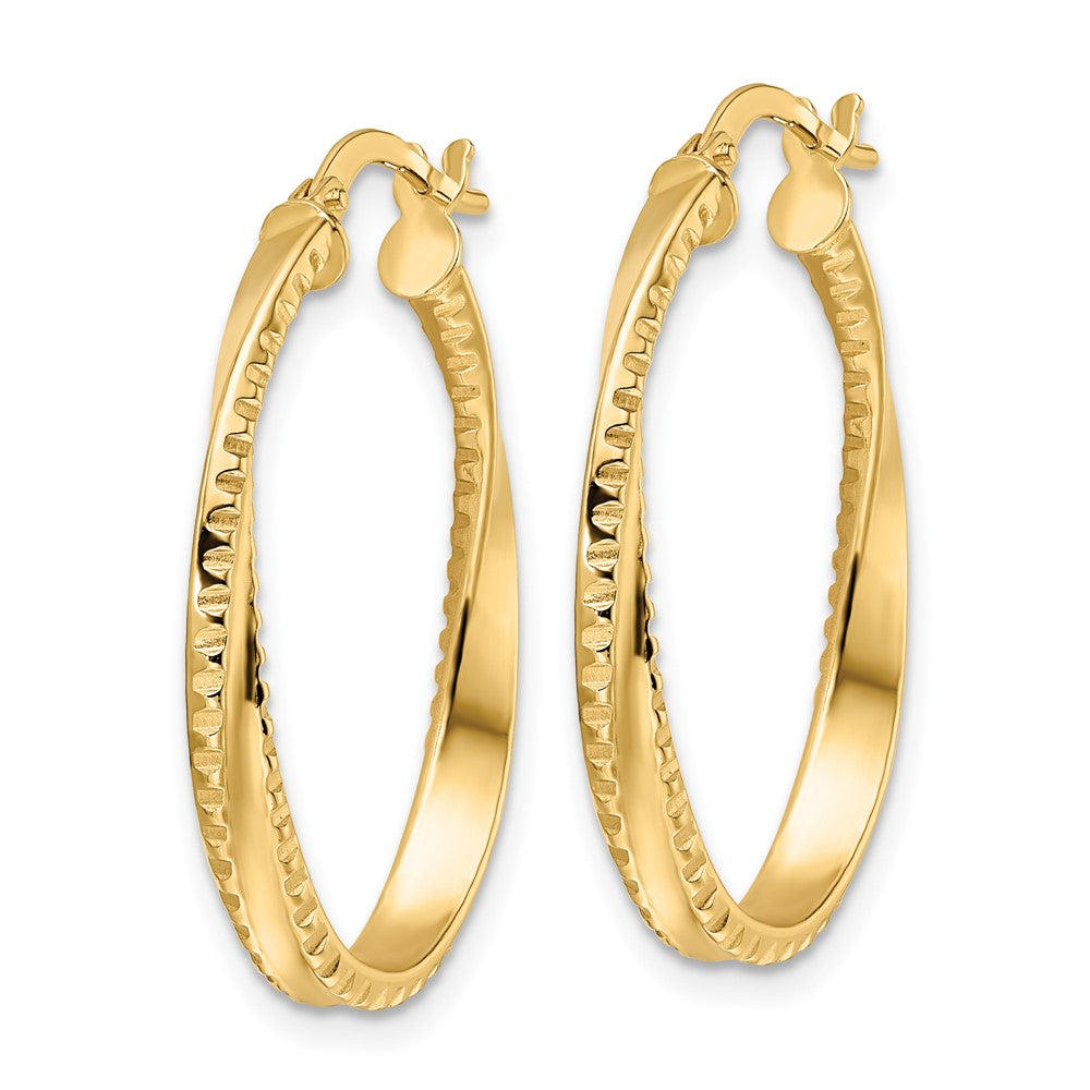 14k Yellow Gold 22 mm Polished Twisted Oval Hoop Earrings (1.35 grams)