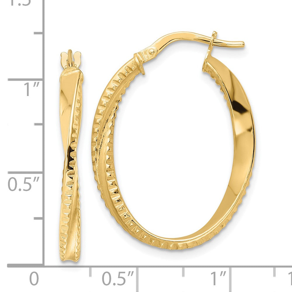 14k Yellow Gold 22 mm Polished Twisted Oval Hoop Earrings (1.35 grams)