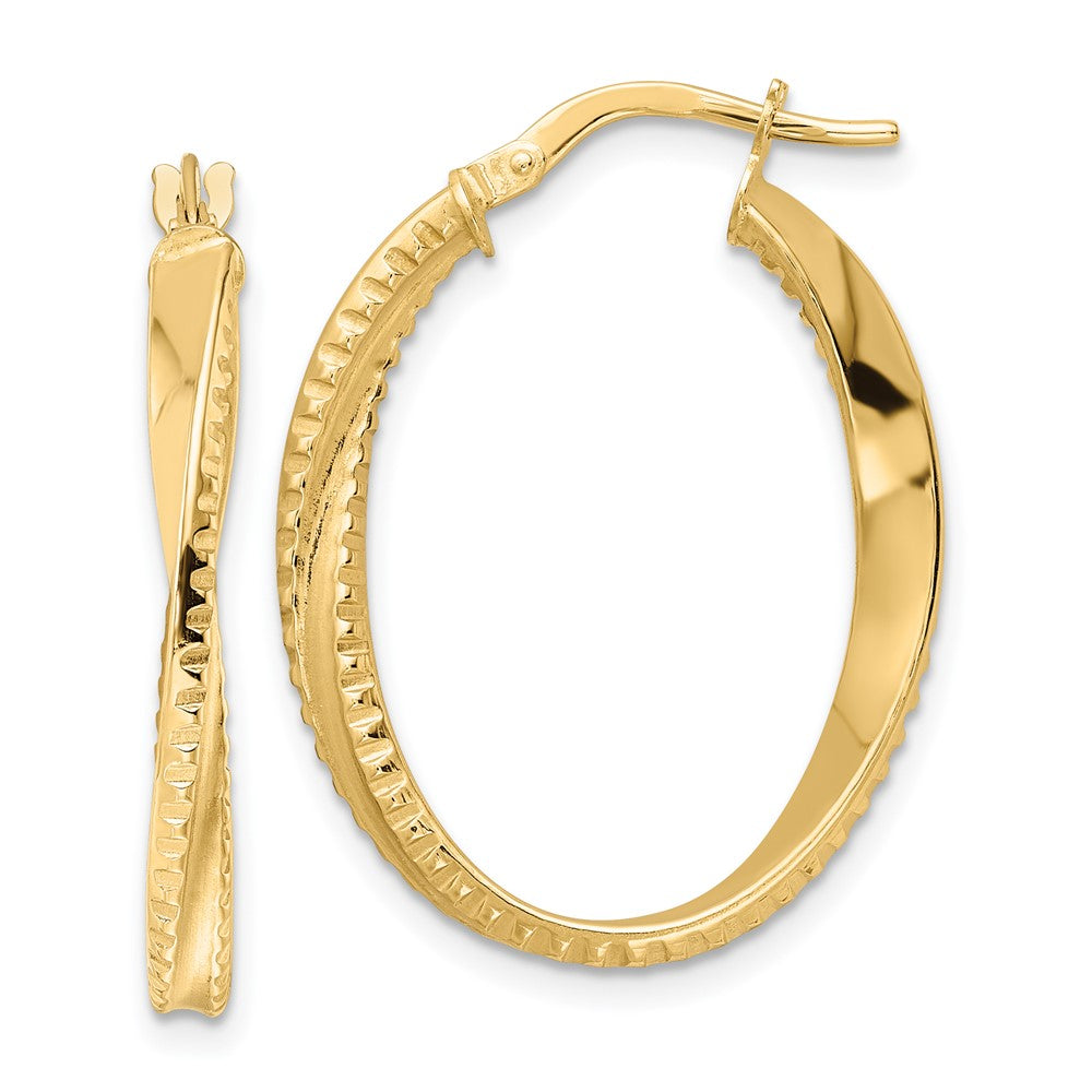 14k Yellow Gold 22 mm Polished Twisted Oval Hoop Earrings (1.35 grams)