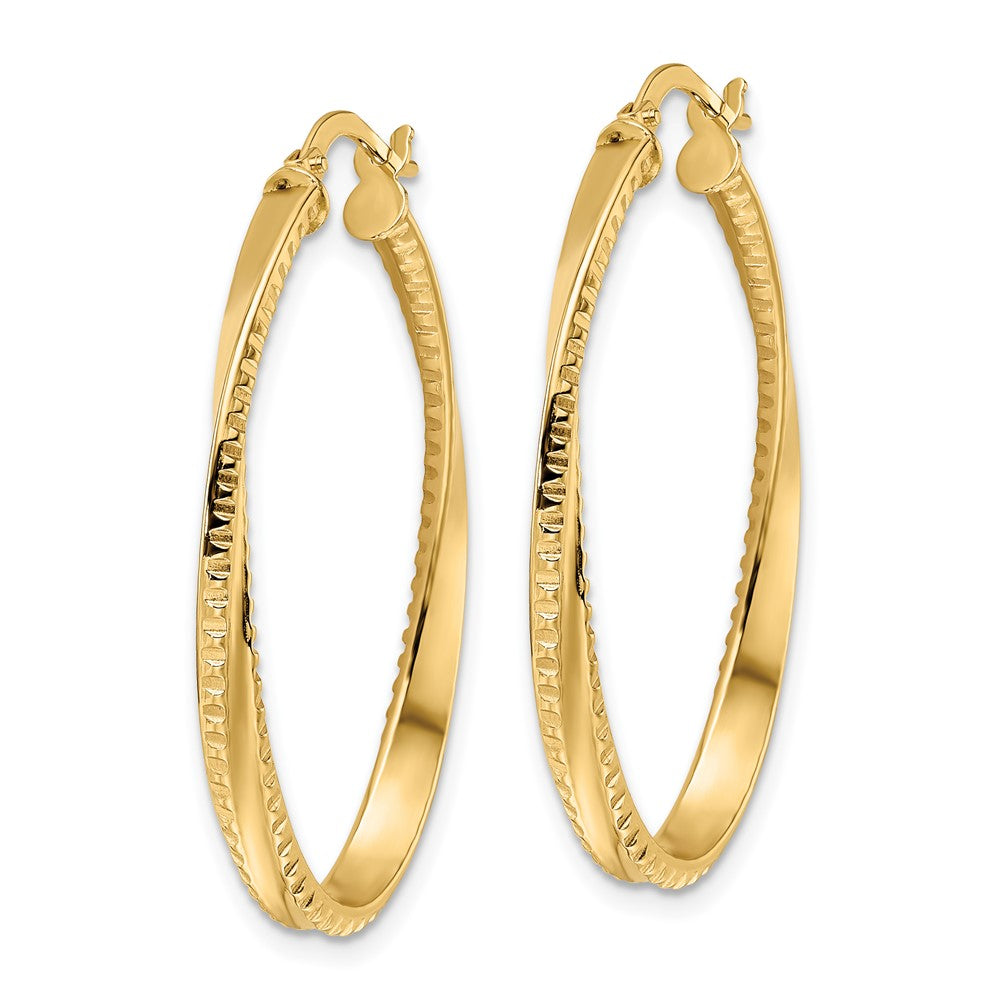 14k Yellow Gold 25.75 mm Polished Twisted Oval Hoop Earrings (1.52 grams)