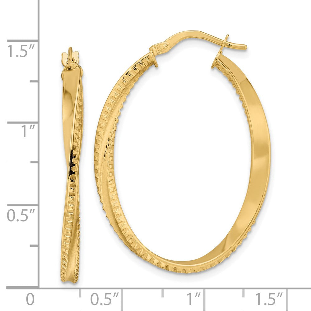 14k Yellow Gold 25.75 mm Polished Twisted Oval Hoop Earrings (1.52 grams)