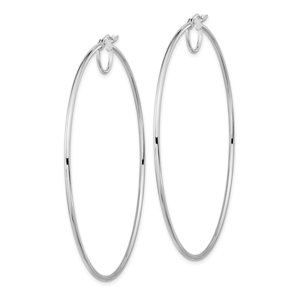 14k White Gold 63 mm  Polished Fancy Hoop Earrings (2.96 grams)