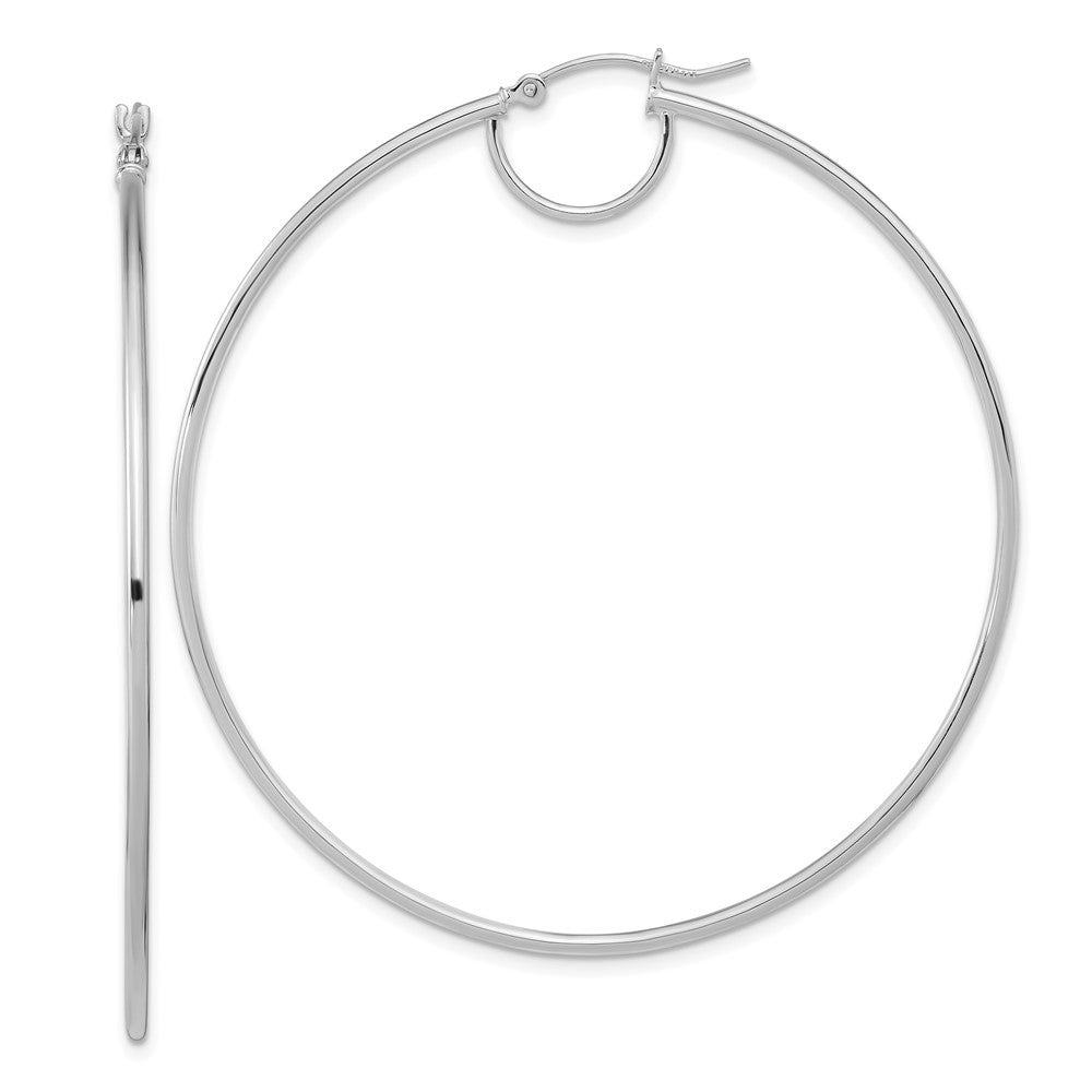 14k White Gold 63 mm  Polished Fancy Hoop Earrings (2.96 grams)