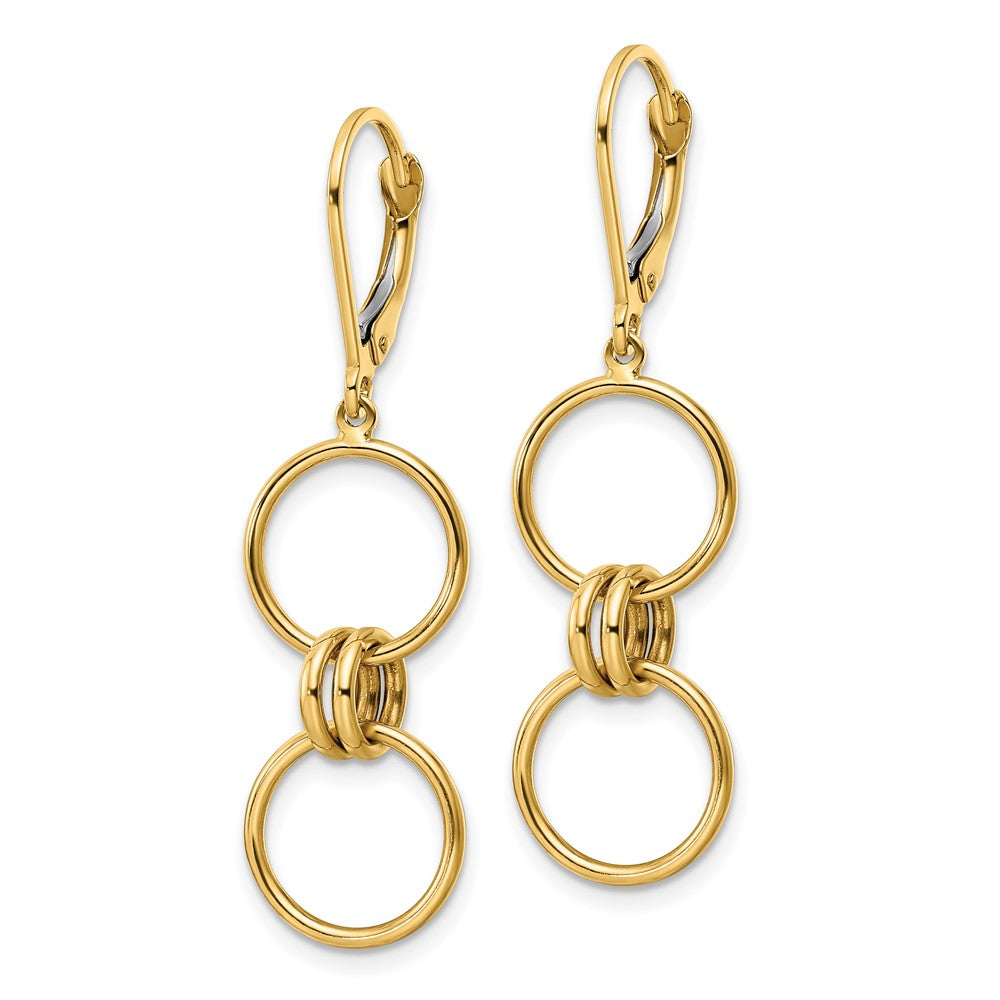 14k Yellow Gold 11.95 mm Circle Dangle Leverback Earrings (2.15 grams)