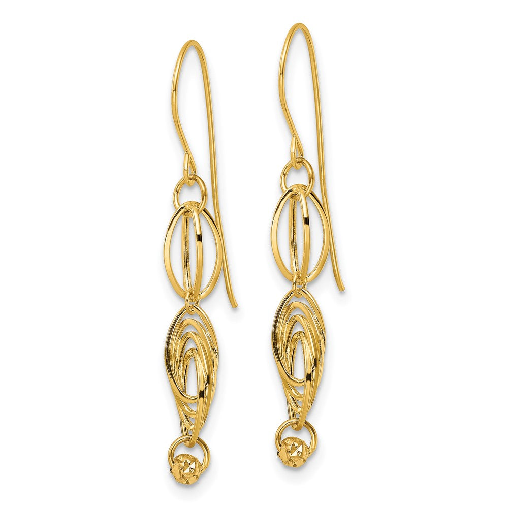 14k Yellow Gold 5 mm Oval Link Dangle Earrings (0.79 grams)