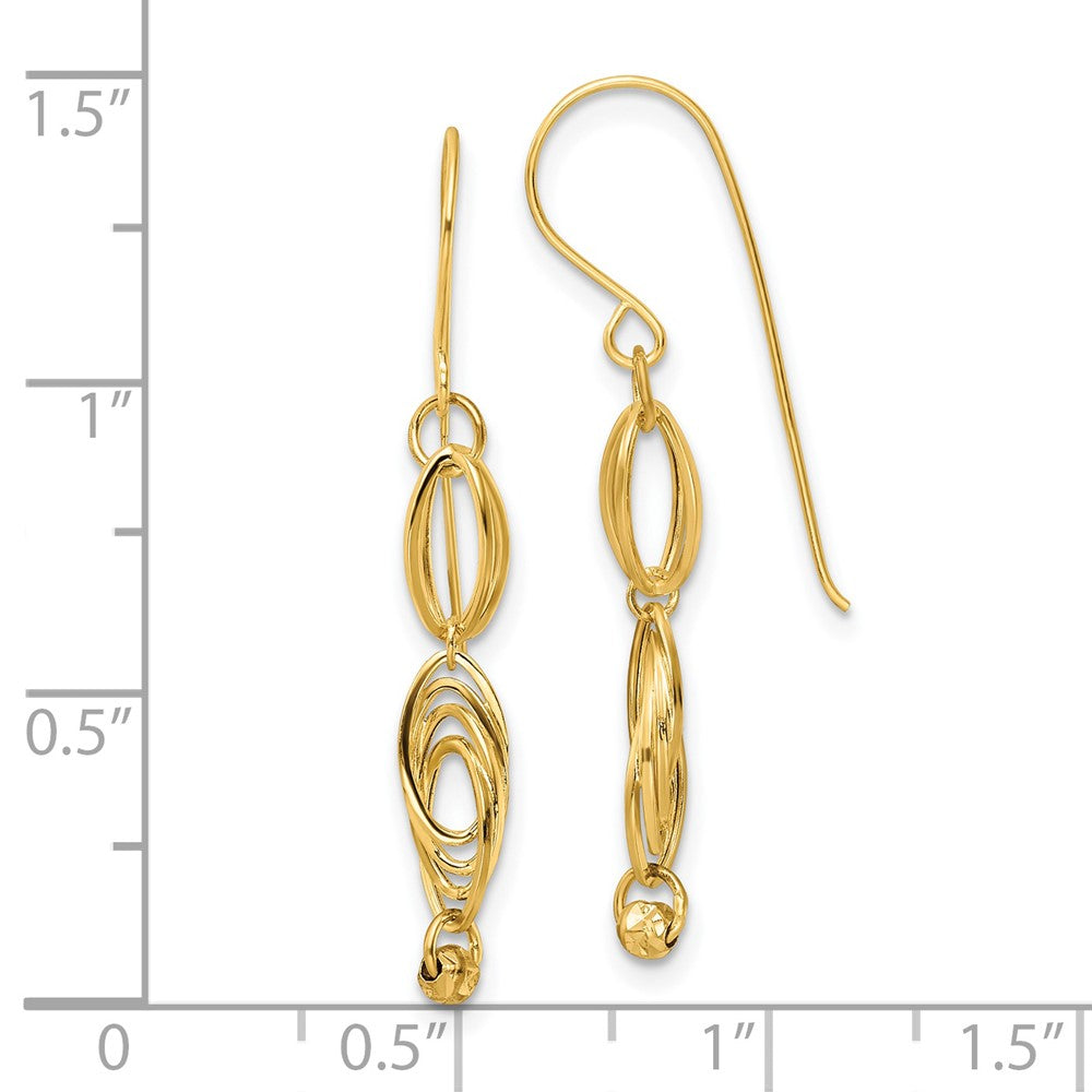 14k Yellow Gold 5 mm Oval Link Dangle Earrings (0.79 grams)