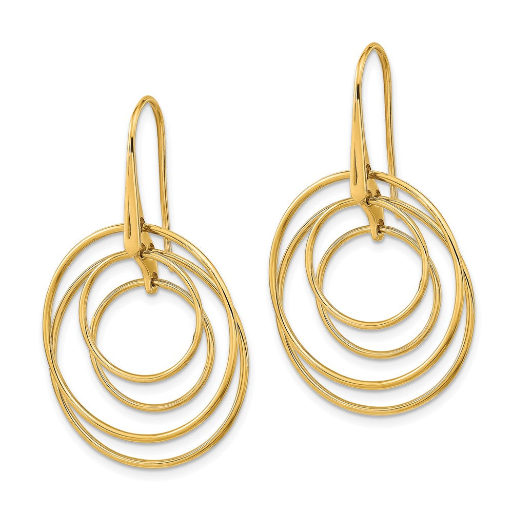 14k Yellow Gold 24.9 mm Polished Circles Dangle Earrings (3.08 grams)