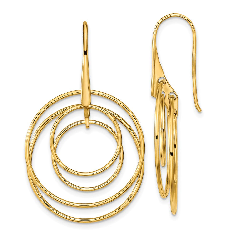 14k Yellow Gold 24.9 mm Polished Circles Dangle Earrings (3.08 grams)