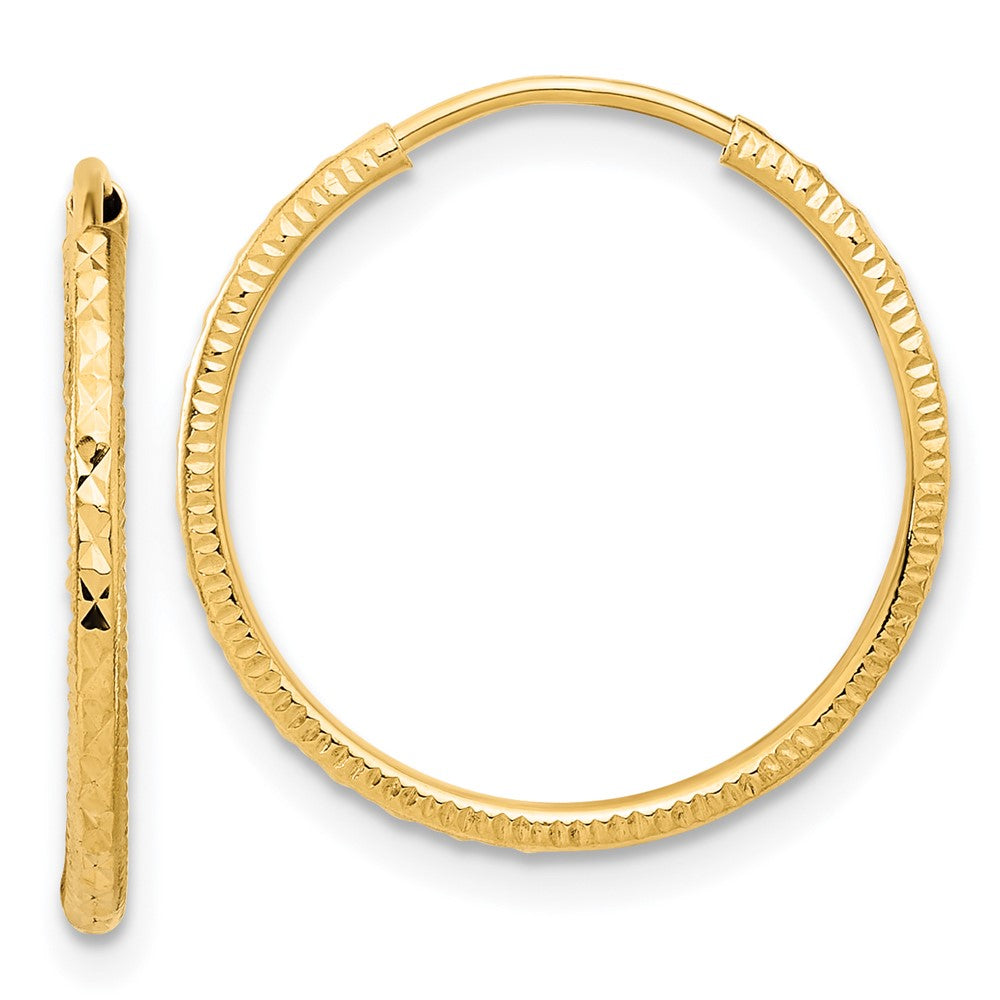 14k Yellow Gold 1.5 mm Endless Hoop Earrings (0.72 grams)
