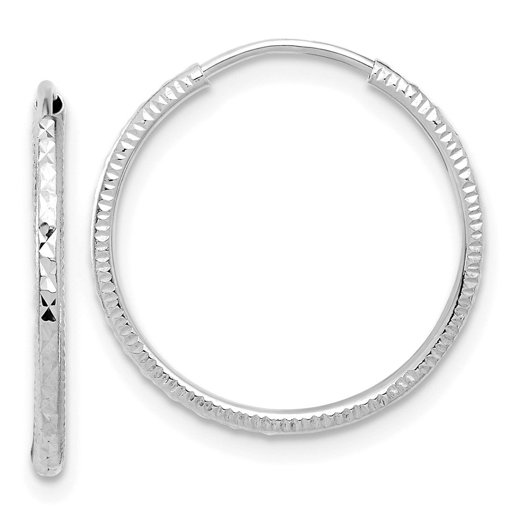 14k White Gold 1.5 mm Endless Hoop Earrings (0.79 grams)