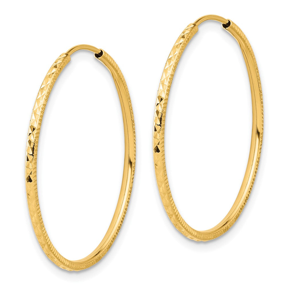 14k Yellow Gold 1.5 mm Endless Hoop Earrings (1.18 grams)