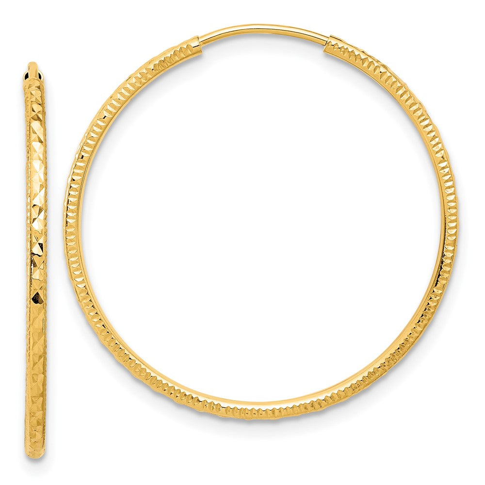 14k Yellow Gold 1.5 mm Endless Hoop Earrings (1.18 grams)