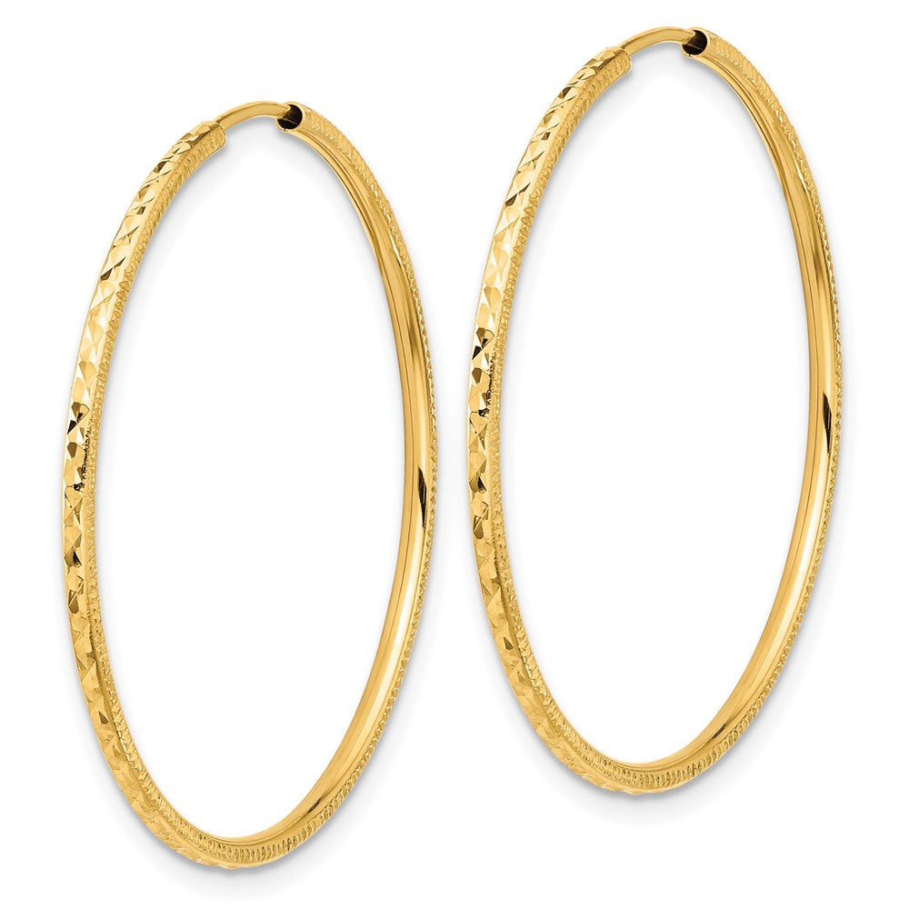 14k Yellow Gold 1.5 mm Endless Hoop Earrings (1.32 grams)