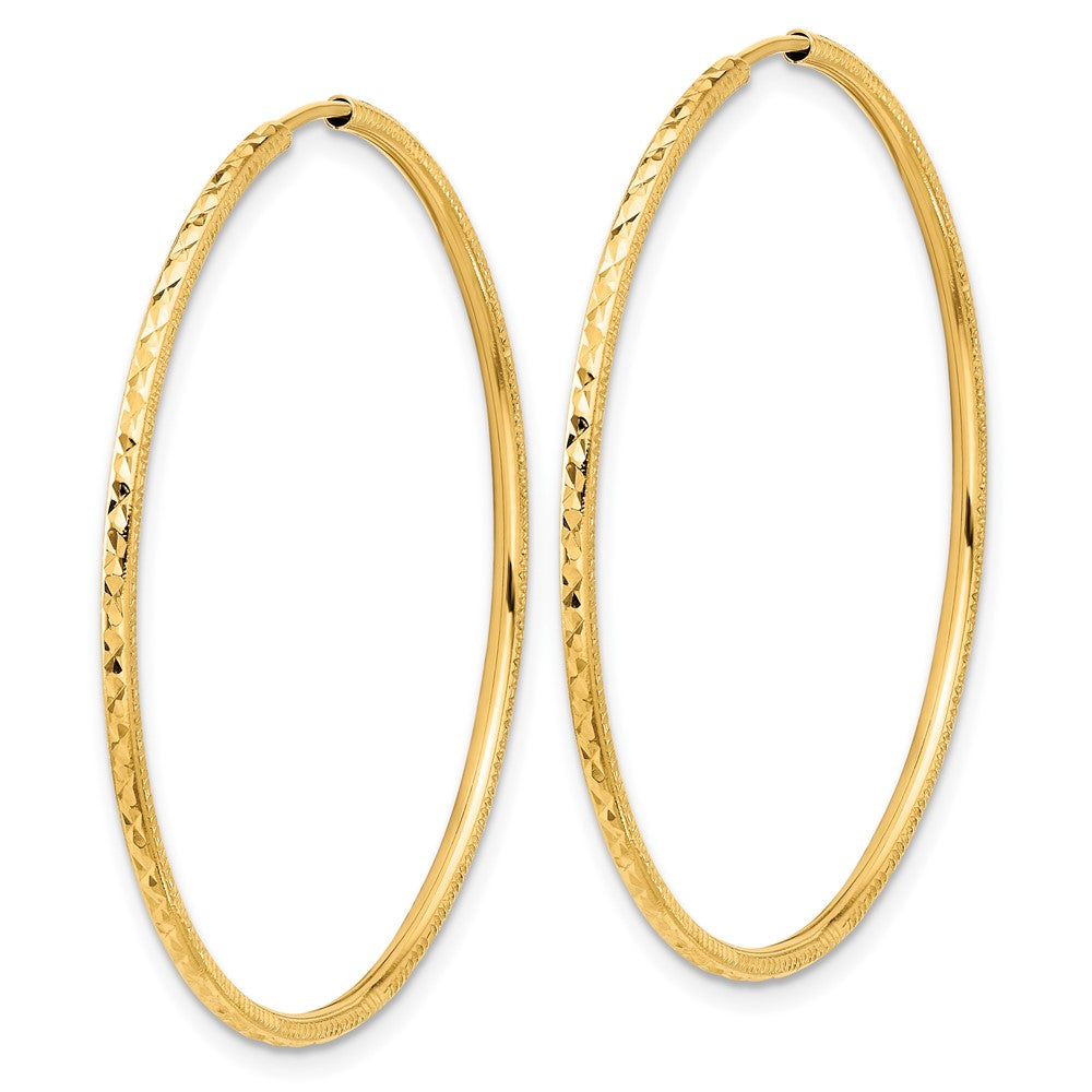 14k Yellow Gold 1.5 mm Endless Hoop Earrings (1.46 grams)