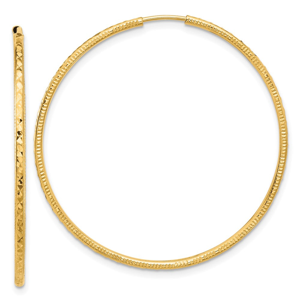 14k Yellow Gold 1.5 mm Endless Hoop Earrings (1.46 grams)