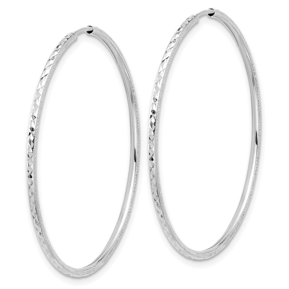 14k White Gold 1.5 mm Endless Hoop Earrings (1.53 grams)