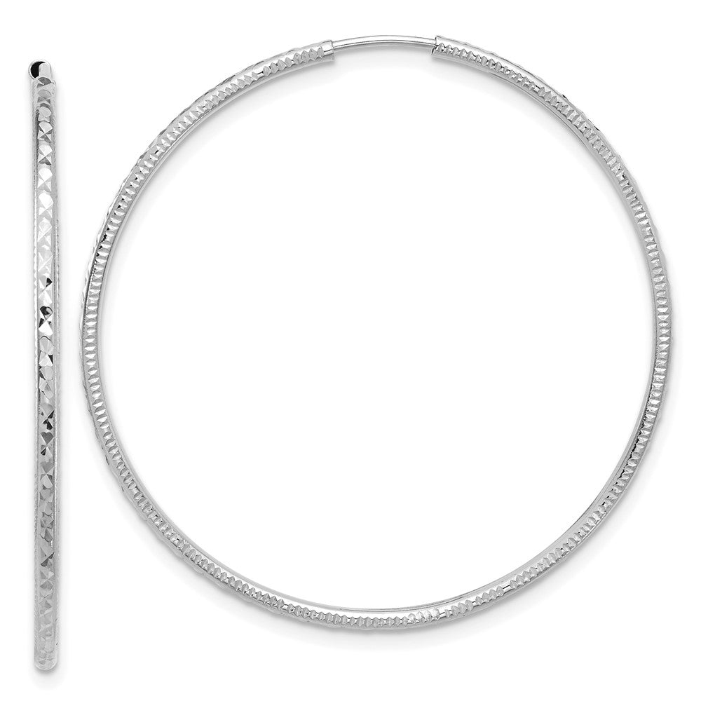 14k White Gold 1.5 mm Endless Hoop Earrings (1.53 grams)