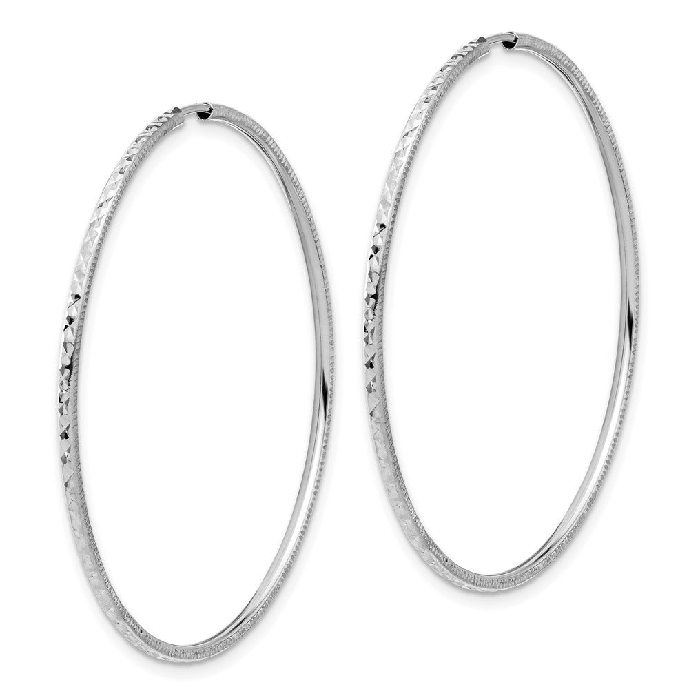 14k White Gold 1.5 mm Endless Hoop Earrings (1.55 grams)