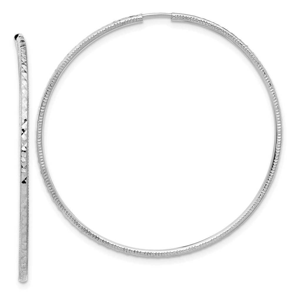 14k White Gold 1.5 mm Endless Hoop Earrings (1.55 grams)